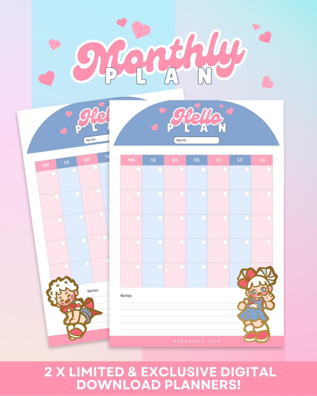 Digital Download Bundle - HumanKitty Monthly Planners