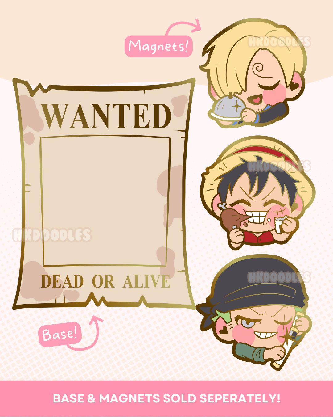 Magnet on Enamel Pin - The "Wanted" Collection