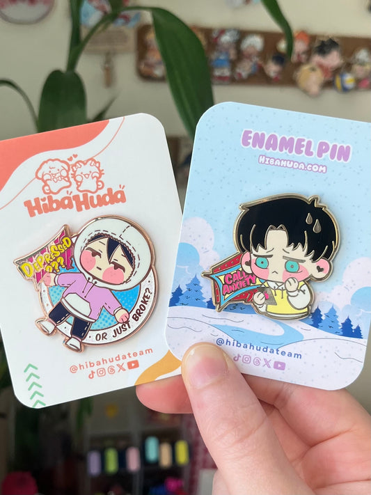 Collectible Metal Enamel Pin - Call Anxiety
