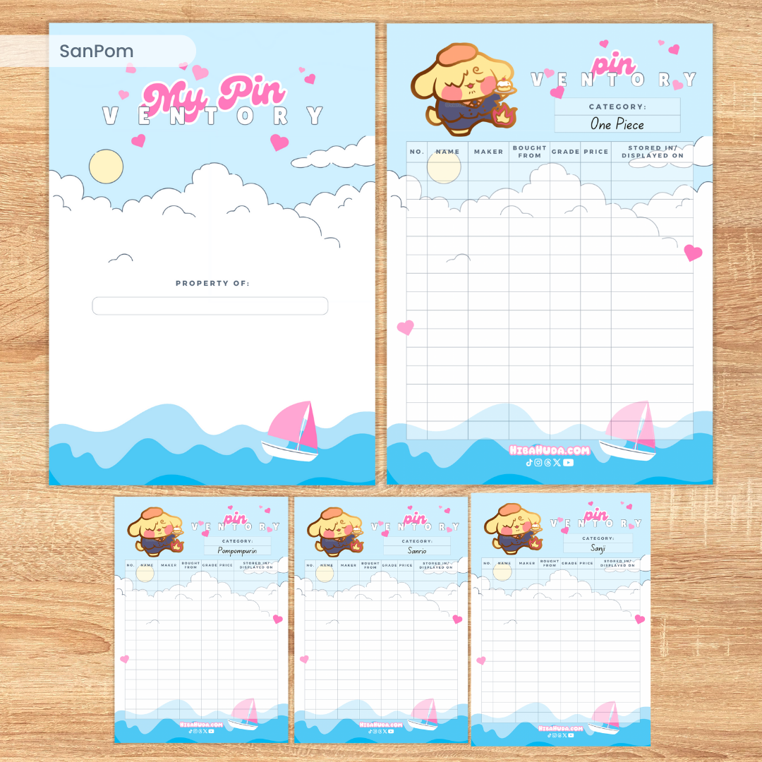 Digital Download Bundle - Kawaii Pirates Enamel Pin Inventory Trackers