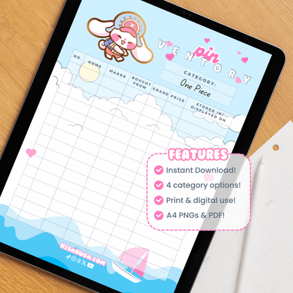 Digital Download Bundle - Kawaii Pirates Enamel Pin Inventory Trackers