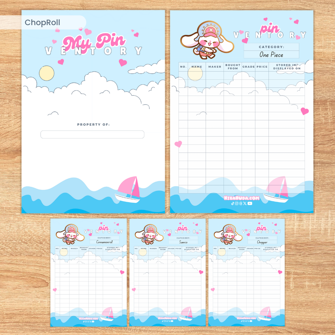 Digital Download Bundle - Kawaii Pirates Enamel Pin Inventory Trackers