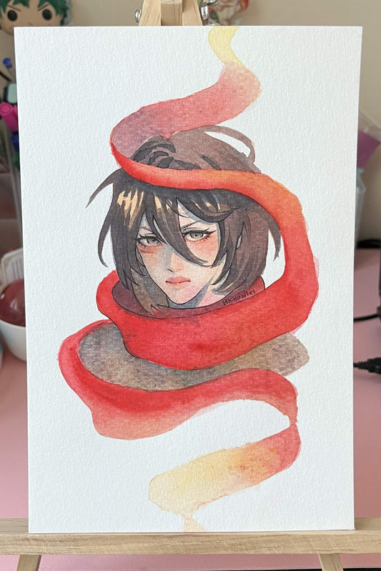 Ink & Watercolor Painting - One of a kind ORIGINAL "Mikasa"
