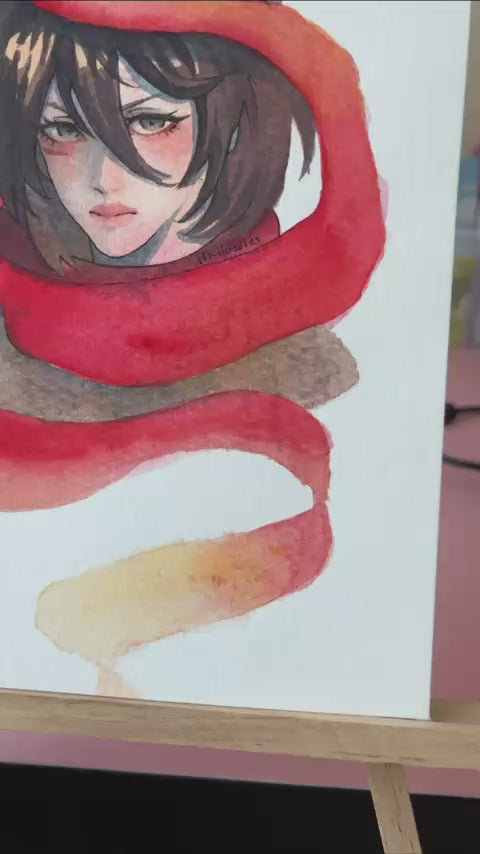 Ink & Watercolor Painting - One of a kind ORIGINAL "Mikasa"